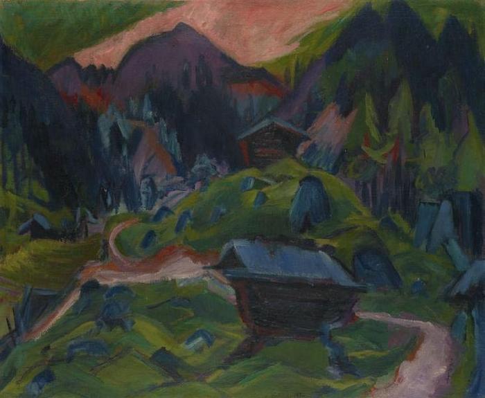 Ernst Ludwig Kirchner Kummeralp Mountain and Two Sheds